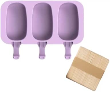 KIT 2 Formas Picole Silicone C/100 Palitos 6 Cavidades Sorvete(KIT 1 Forma + 50 Palitos)