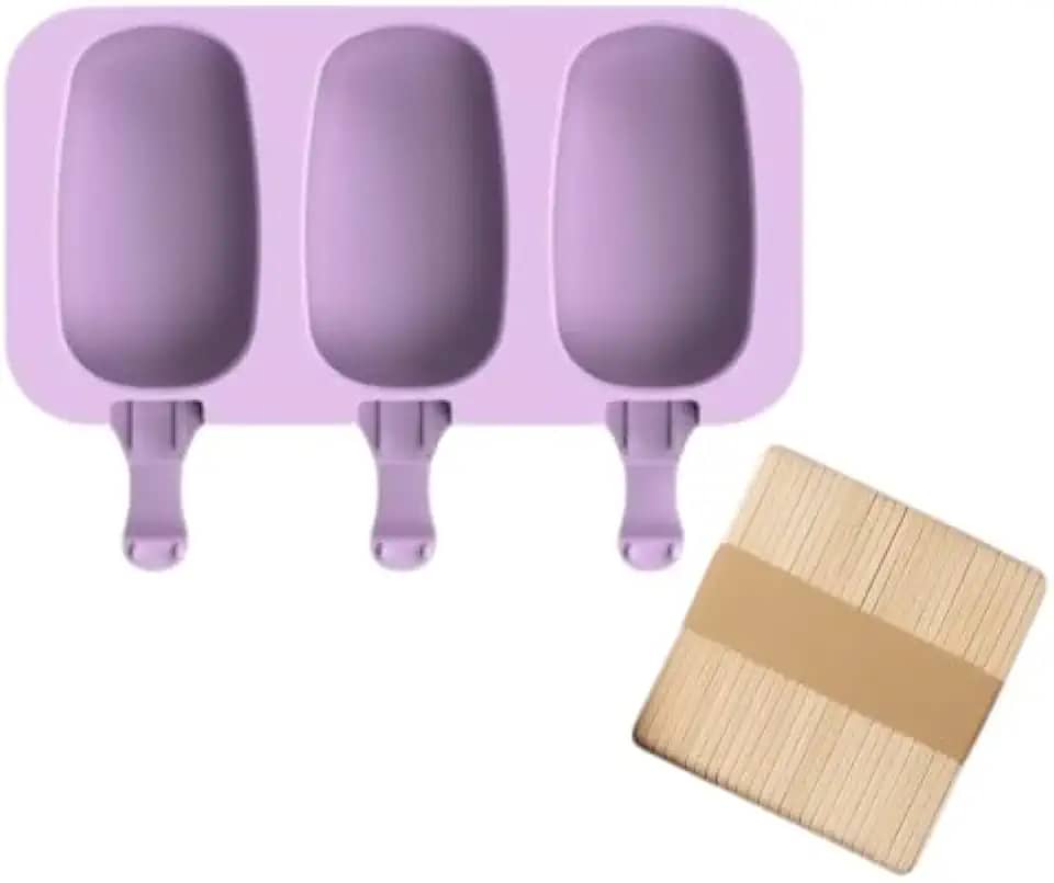 KIT 2 Formas Picole Silicone C/100 Palitos 6 Cavidades Sorvete(KIT 1 Forma + 50 Palitos)