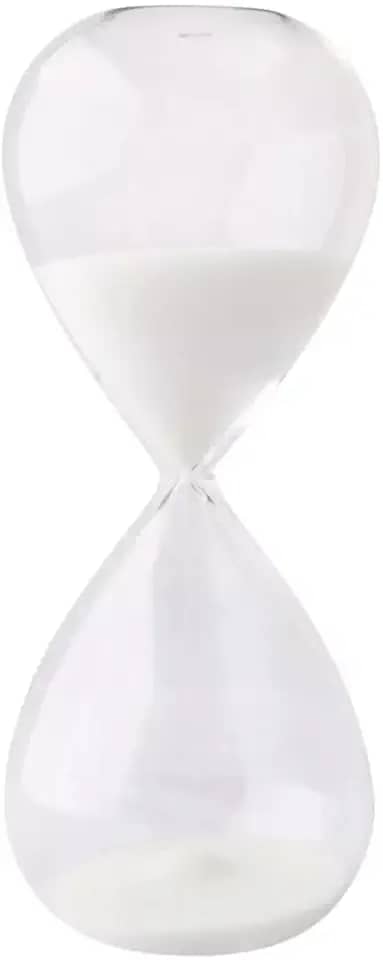 Ampulheta Decorativa de Vidro, Temporizador de Areia de 5 e 15 Minutos (Branco 5 Minutos)