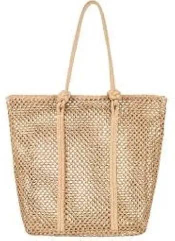 Bolsa de Praia Feminina em Palha Sintética – Sacola Grande com Forro e Alça de Corda, Estilo Verão Casual | bolsa tote praia.