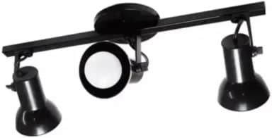 Luminária Spot Trilho Triplo 3 Sobrepor Direcionável E-27 Para Lâmpadas Led Bulbo(PRETO)