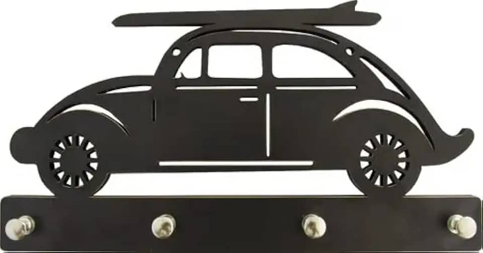 Porta Chaves Preto Modelo Fusca Com Prancha Mdf