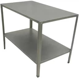 Mesa de Aço Inox com 2 Níveis, Bancada Industrial para Chopp, Prata