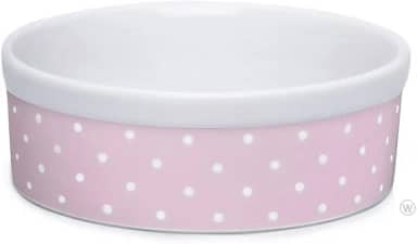 Comedouro Bebedouro de Porcelana 600ml Rosa Bolinhas