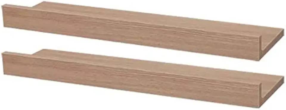Kit 2 Prateleiras Porta Quadros 100 x 10cm Carvalho Suporte Invisível