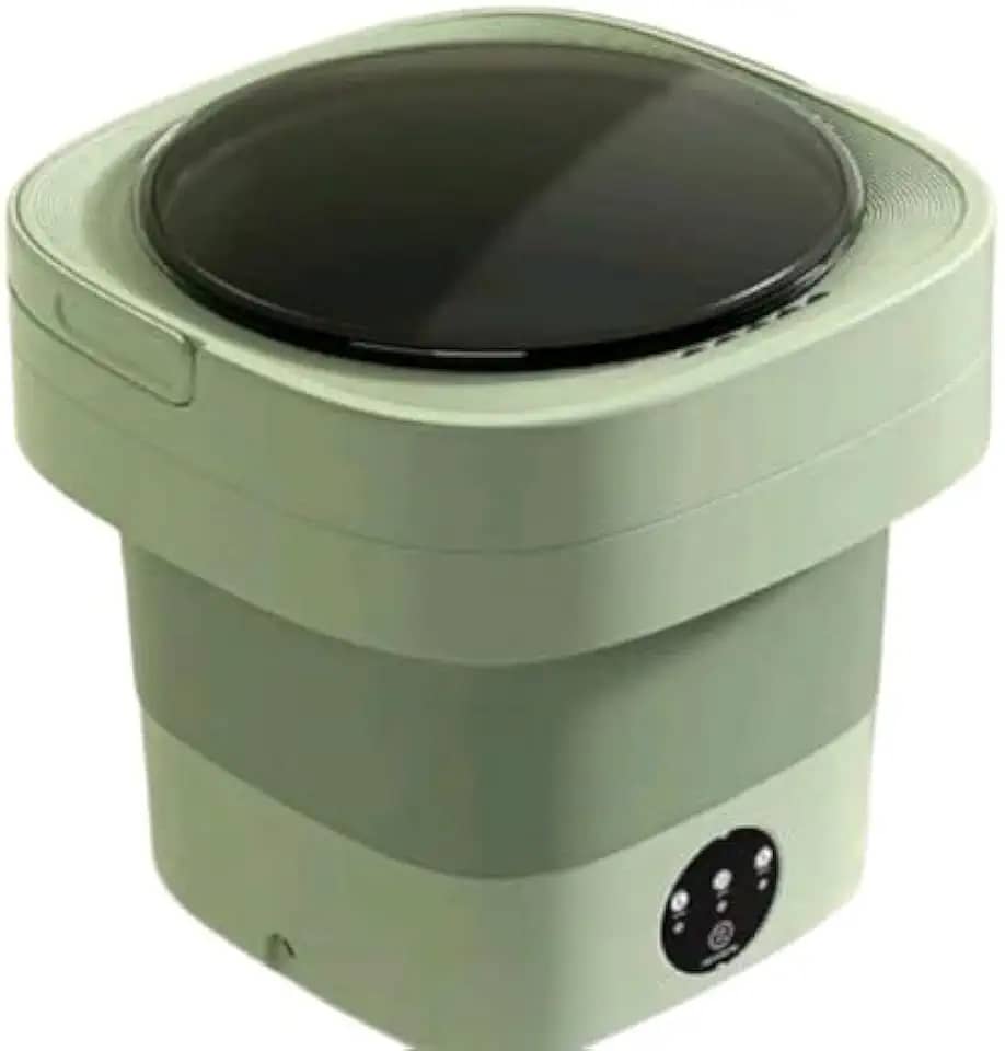 Máquina de Lavar Portátil, Mini Lavadora com Capacidade de 6,5L com 3 Modos de Limpeza Profunda Lavagem semi-automática, Dobrável com Secagem Suave para Meias, Roupas Íntimas (VERDE)