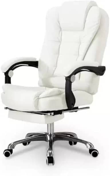 Cadeira De Escritório Giratória Reclinável Presidente Com Apoio para Pés Cor:Branca