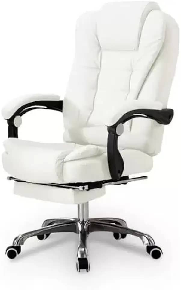 Cadeira De Escritório Giratória Reclinável Presidente Com Apoio para Pés Cor:Branca