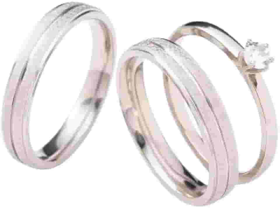 Aliança de Namoro Em Aço Inox 4mm Diamantada Com Anel Solitário e Caixa de Veludo Vermelha