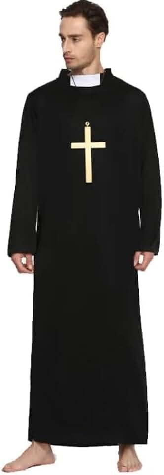 Fantasia Roupa Padre Adulto Festa Junina Halloween Com Crucifixo