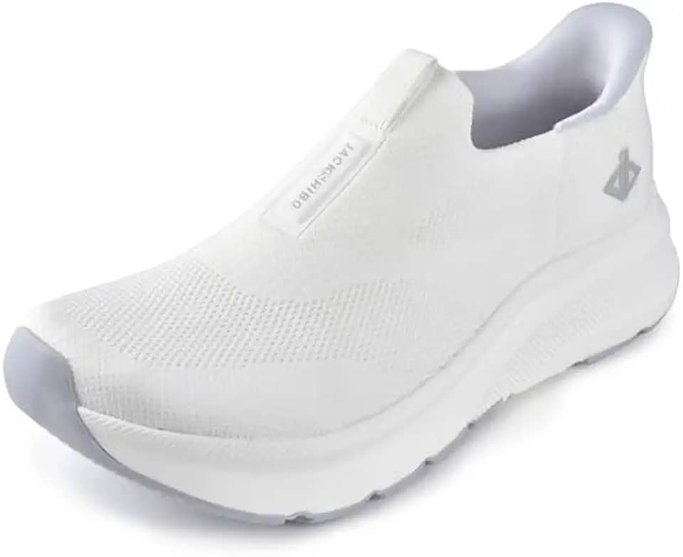 Tênis masculino slip in free up hands com bico largo, suporte de arco, tênis ortopédico de caminhada acolchoado com sola grossa zero gota, almofadas metatarsais