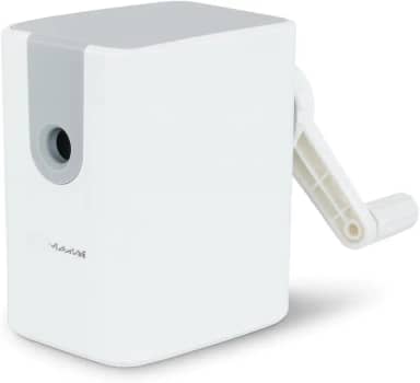 Apontador com Manivela Manual de Mesa Depósito Grande para Escritório Escola e Casa Professores Alunos Alta Precisão e Durabilidade Branco