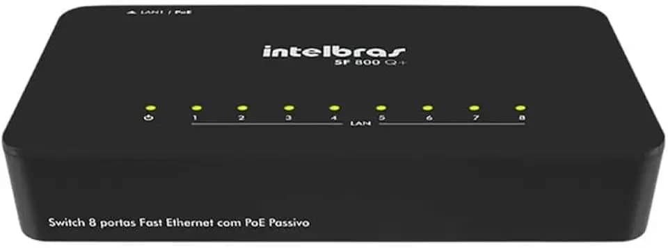 Switch 8 Portas Fast Ethernet SF 800 Q+ Preto Intelbras