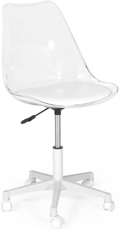 Cadeira Office Leda Acrílico Transparente Base Giratória - Branco