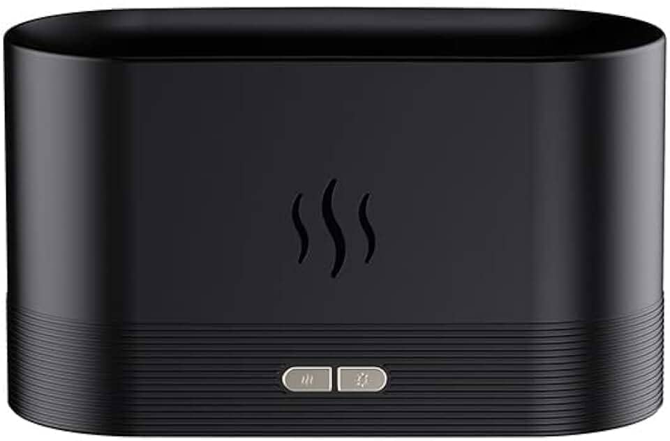 Difusor De Óleos Essencial E Umidificador De Ar 2 Em 1 Com 7 Cores Chama -180ml-Difusor De Aroma E Ambiente(701-PRETO)