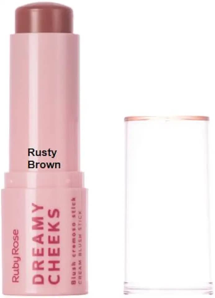 Ruby Rose, Blush Cremoso Stick Bastão Dreamy Cheeks Ruby Rose Rusty Brown