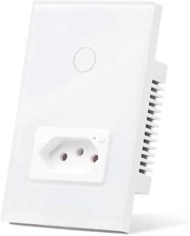 Interruptor Inteligente WiFi com Tomada Interruptor Smart Sem Fio Doméstico Multifuncional Controle Remoto de Eletrodomésticos Por Celulares com neutro 1+1 Tomada Branco