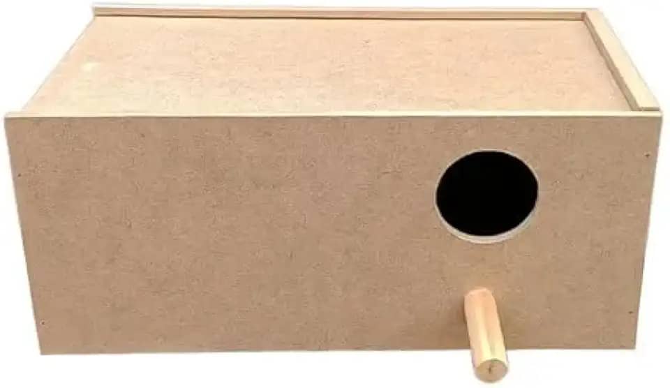 Ninho para Calopsita em Madeira MDF, Casa para Pássaros com Poleiro, Acessório para Gaiola