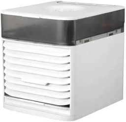 Mini Climatizador de Ar Portátil, Ventilador e Umidificador USB, Branco, Plástico ABS, 3 Velocidades, Timer Automático, 18x10x10 cm, 200ml