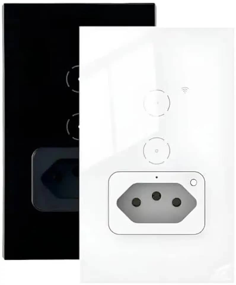 Interruptor Wifi Inteligente 2 Botões Touch Com Tomada Alexa