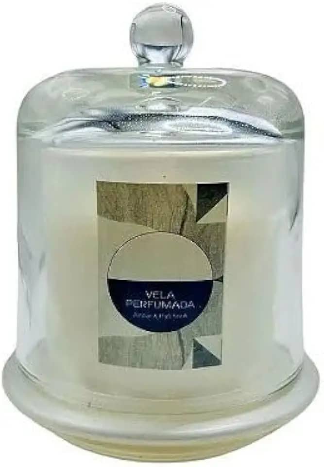 Vela Perfumada com Suporte de Vidro – Aromática, Decorativa e Elegante – Ideal para Sala, Quarto, Banheiro e Presentes – 200g (Âmbar/Pachouli (Com Tampa))
