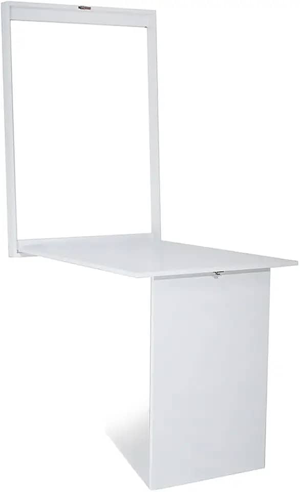 Móveis Britz, Mesa Dobrável Retrátil de Parede Retangular em MDF Branca - Móveis Britz