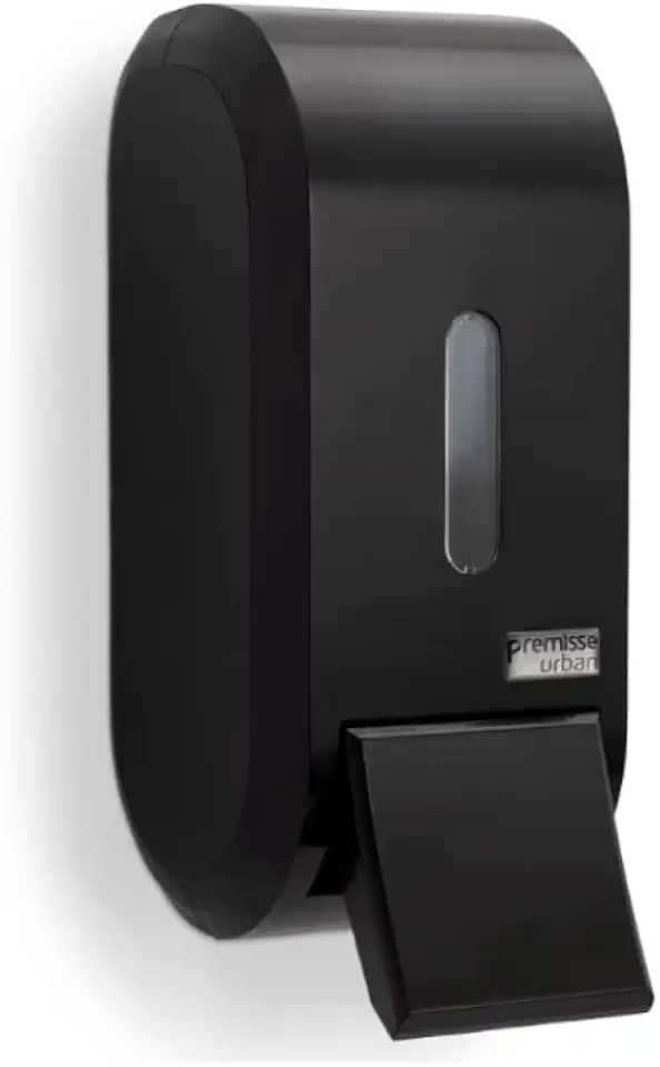 Dispenser Porta Saboneteira Premisse Urban Compacto Preto Com Reservatório