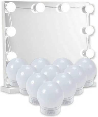 Luz De Espelho Camarim Maquiagem LED USB Kit 10 Lâmpadas Com Ventosa Adesivo Dupla Face 3 Cores Ajustável Para Casa Decoração Salão De Beleza Iluminação Profissional PREMIUM