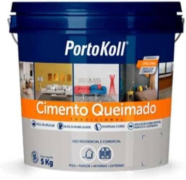 Cimento Queimado, Revestimento decorativo cimentício pronto, Argamassa colorida decorativa para de pisos e paredes, internas e externas, Cor: Geada, Balde 5kg