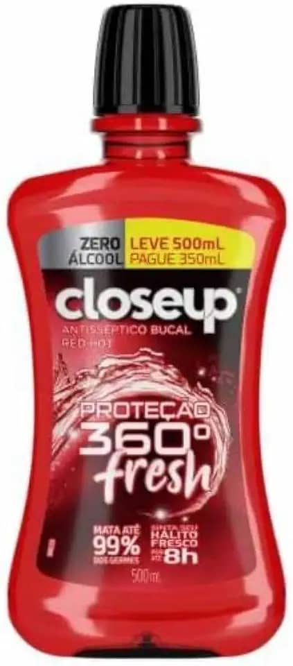 Close Up Enxaguante Bucal Antisséptico Zero Álcool Red Hot Proteção 360° Fresh Frasco Leve 500Ml Pague 350Ml