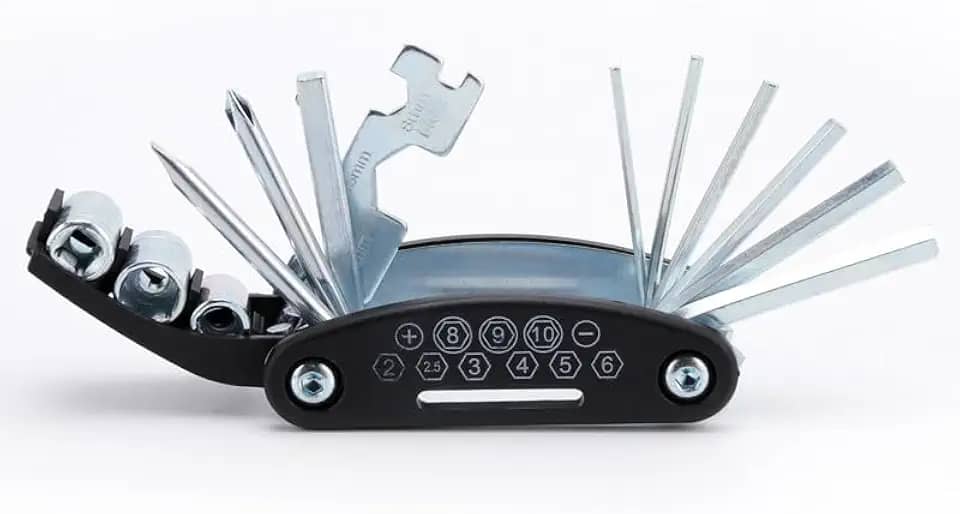 Kit de ferramentas de bicicleta, 16 em 1, conjuntos de chaves Allen para Road Mountain MTB, kit de ferramentas de reparo de bicicletas portáteis, acessórios de bicicleta, preto