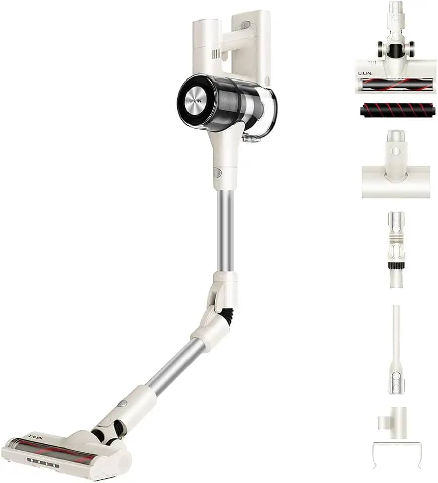 LILIN i7 Aspirador Portátil sem fios Multifunções, Aspirador de pó Vertical leve 55 Minutos 30kPa Sucção Potente, 5 Modos Operação, Tapete, Cama, Sofá, Carro & Pelos de Pet, Do Brasil, Bivolt