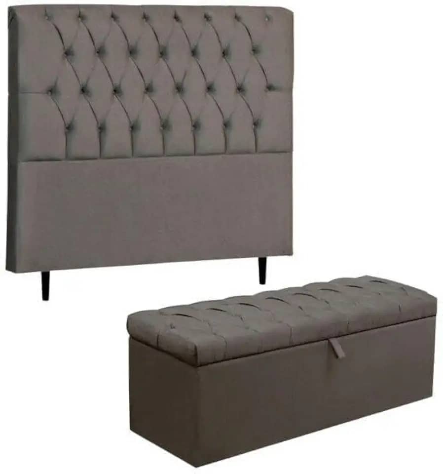 Puff Baú pé de cama 90 cm no (porta objetos e brinquedos) (Marrom-Tampa Captone)