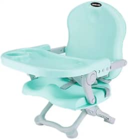 AIEBAO Cadeira Alimentação Bebê, Portátil, Regulável, Fivelas Ajustáveis, Pés Antiderrapantes, Dobrável, Bandeja Removível, Até 15kg, Alça Transporte, Cinto Segurança, Polipropileno. (Verde)