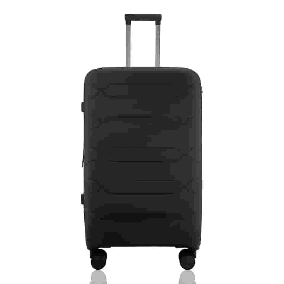 Mala Grande Polipropileno Despachada Viagem Internacional Expansiva Rodas Duplas 360º Cadeado TSA Gladiador P1G Preto