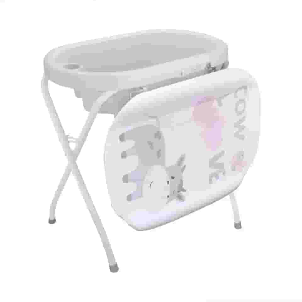 Banheira de Bebê Prime Baby SPA Luxo 2 em 1 Com Trocador de 0 a 5 anos Banho Seguro Suporta até 20kg (Cinza)