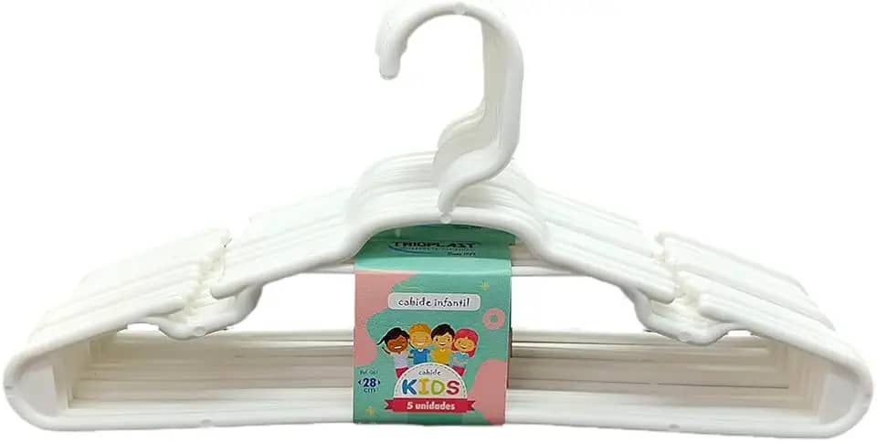 Kit 30 Unidades Cabides Infantis Reforçado Roupa Infantil Bebê Cor: Branco