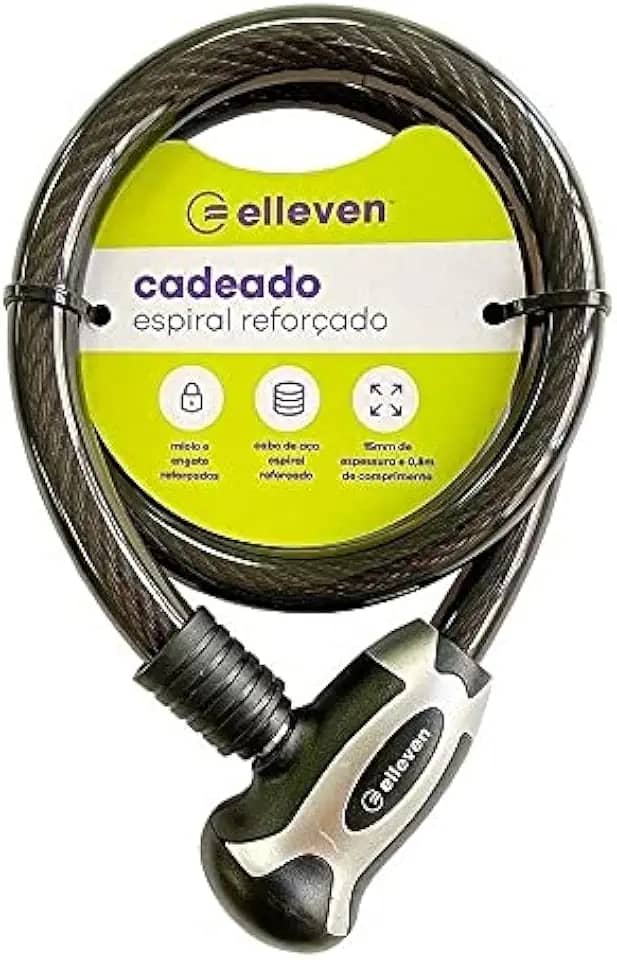 Cadeado Bike Aço Reforçado Elleven Com Chave 80cm X 15mm