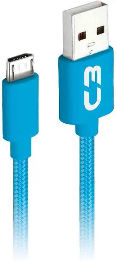 Cabo USB-Micro USB C3Plus CB-M11BL 1M Azul - Compatível com Android USB-Micro Corrente 2A