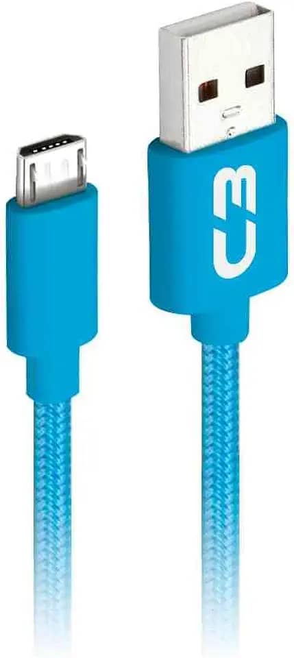 Cabo USB-Micro USB C3Plus CB-M11BL 1M Azul - Compatível com Android USB-Micro Corrente 2A