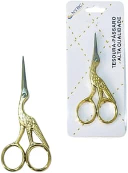 Tesoura Ponta Fina de Arremate Bordado Fio Costura Desing Clássico Garça Cegonha Vintage (11,5 CM)