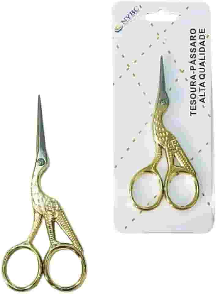 Tesoura Ponta Fina de Arremate Bordado Fio Costura Desing Clássico Garça Cegonha Vintage (11,5 CM)