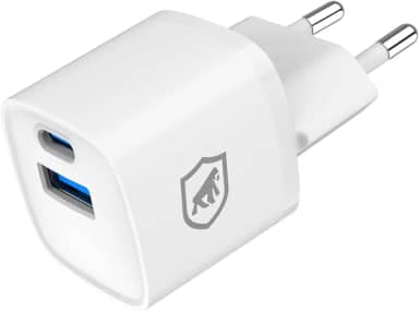 Gshield Carregador de Parede Universal 20W Ultra Rápido Tipo C + USB-A Power Delivery com Chip GaN, Compatível com iPhones e Certificado Anatel, Ultra Slim Branco