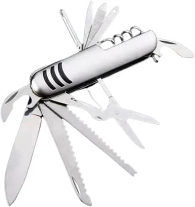 Canivete Suíço Com 15 Funções Compacto e Leve - Cor Prateado - Inox