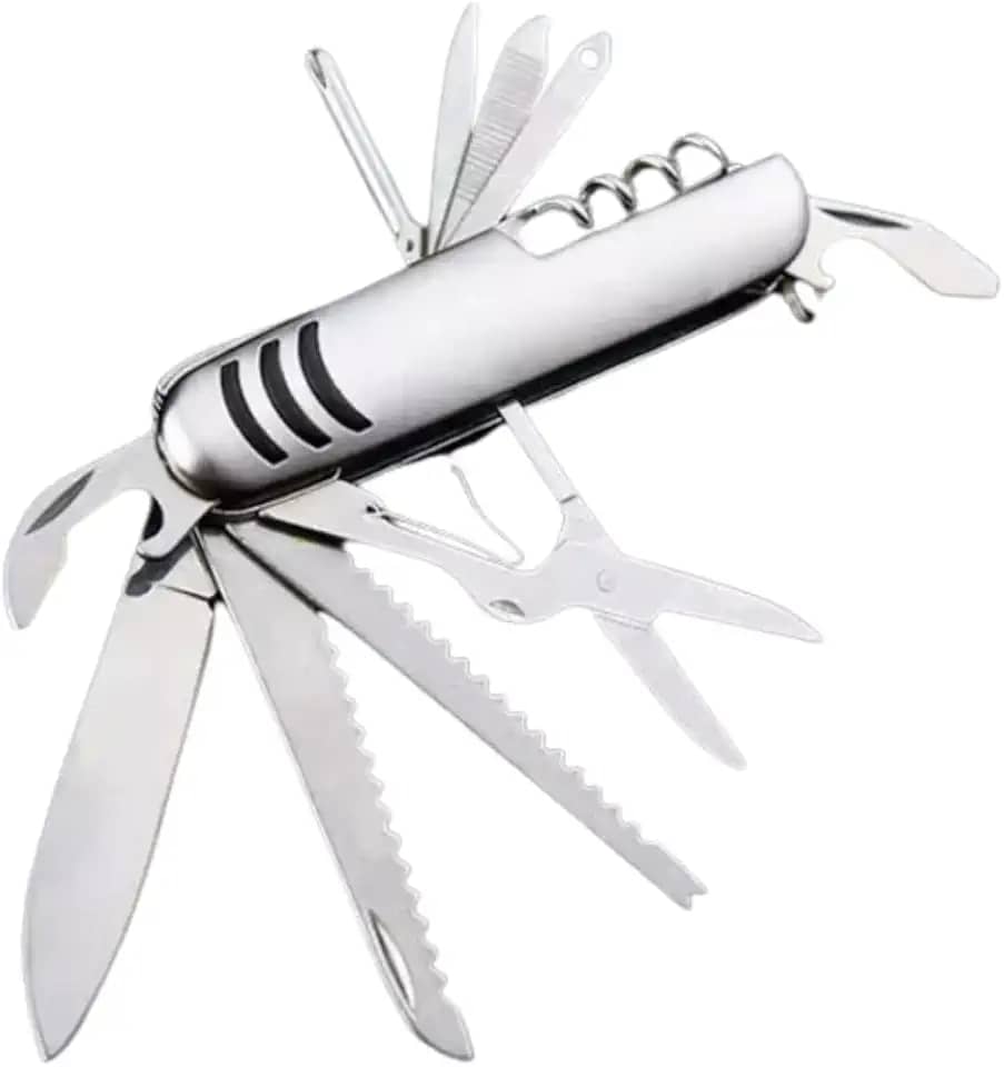 Canivete Suíço Com 15 Funções Compacto e Leve - Cor Prateado - Inox