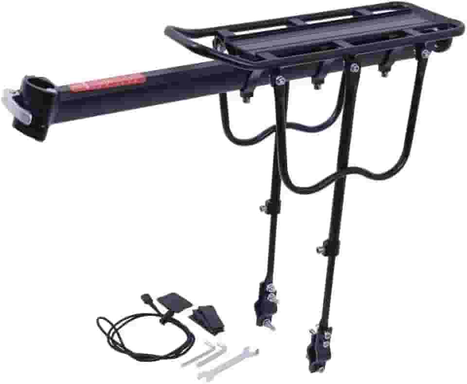 Bagageiro Traseiro Alumínio Regulável Bicicleta Suporta 50Kg Tsw