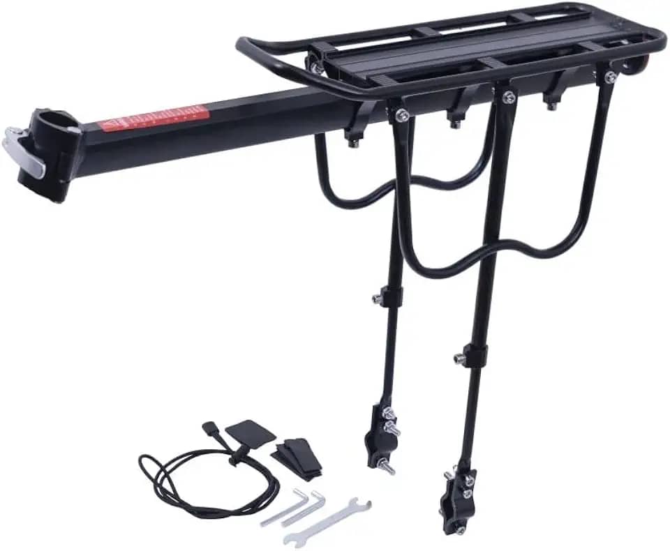 Bagageiro Traseiro Alumínio Regulável Bicicleta Suporta 50Kg Tsw