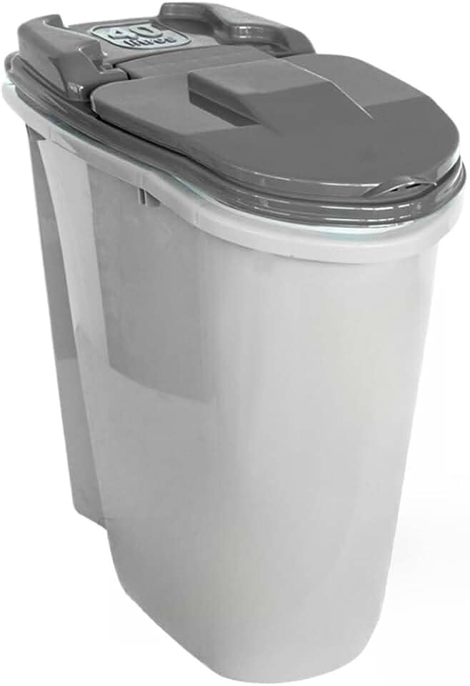 Pote Porta Ração e Grãos Dispenser 40 Litros 18 Kg Vedação Completa + Pá Dosadora (CINZA 40 LITROS - 18 kg)