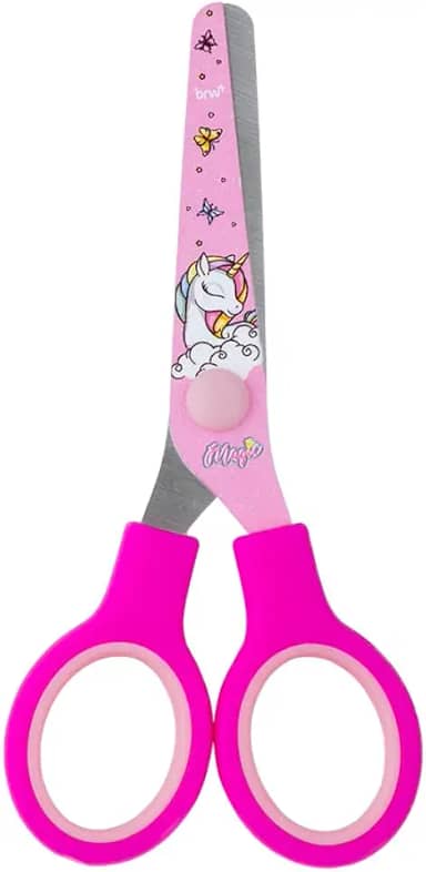 BRW Tesoura Escolar Aco 13cm Magic Unicornio Rosa