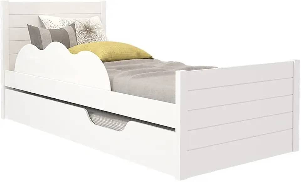 Cama Bibox 100% Mdf com Rodizios com Travas Elza Branco - Cimol